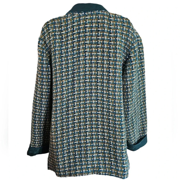 Boyne Valley Weavers Ireland Large Green Wool Vintage Zip Up Tweed Coat Cottage - Picture 3 of 7